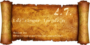 Lézinger Tarján névjegykártya